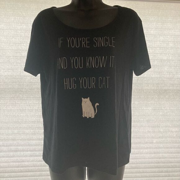 Forever 21 “If You’re Single And You Know It Hug Your Cat” T-Shirt Junior S/M - Picture 6 of 6